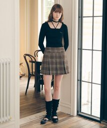 ROLAROLA | CHECK PLEATS MINI SKIRT GRAY(スカート)