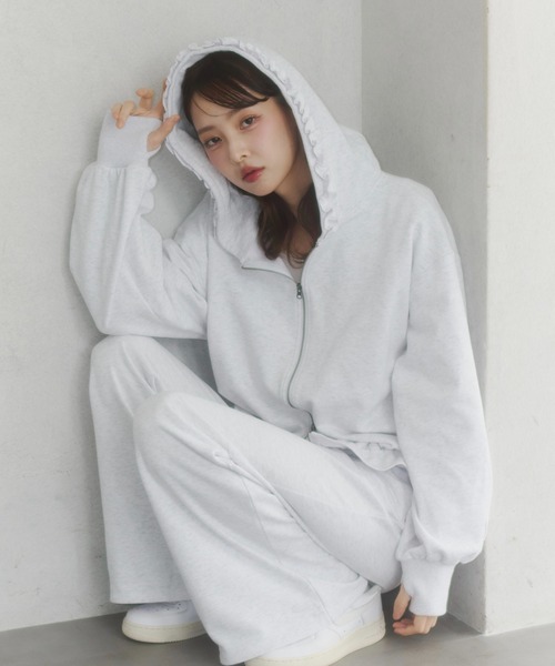 lame coco frill zip-up hoodie/ラメココフリルジップアップフーディー