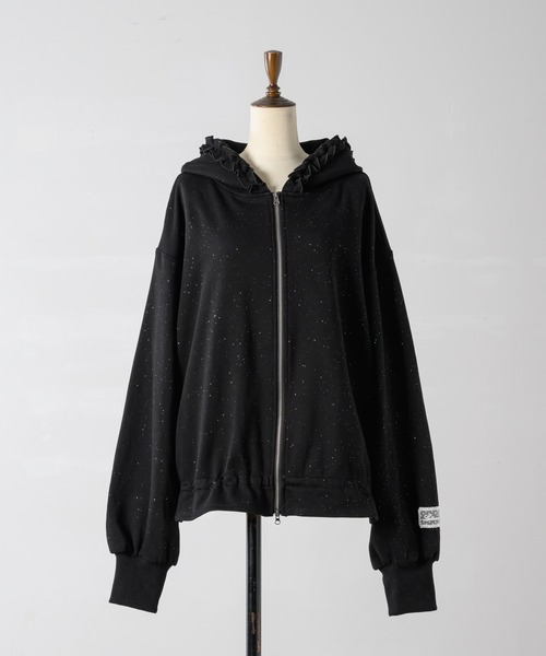 lame coco frill zip-up hoodie/ラメココフリルジップアップフーディー