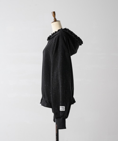 セール】lame coco frill zip-up hoodie/ラメココフリルジップアップ