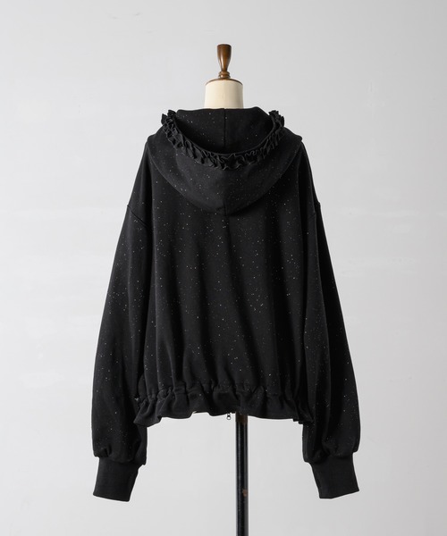 lame coco frill zip-up hoodie/ラメココフリルジップアップフーディー