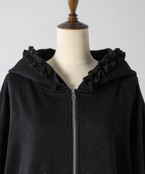 lame coco frill zip-up hoodie/ラメココフリルジップアップフーディー