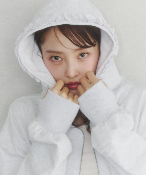 lame coco frill zip-up hoodie/ラメココフリルジップアップフーディー