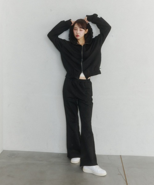 lame coco frill zip-up hoodie/ラメココフリルジップアップフーディー