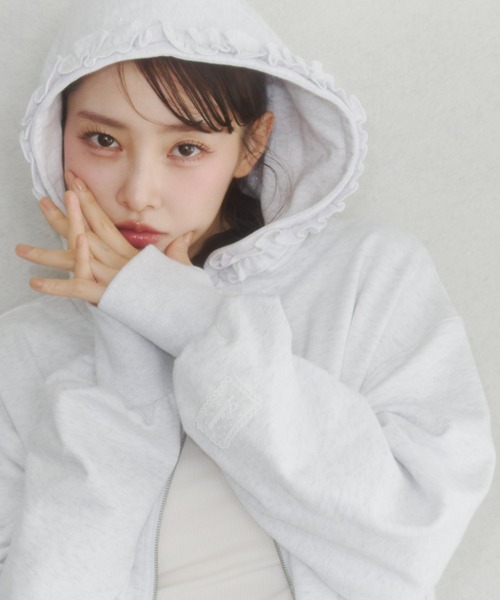 lame coco frill zip-up hoodie/ラメココフリルジップアップフーディー