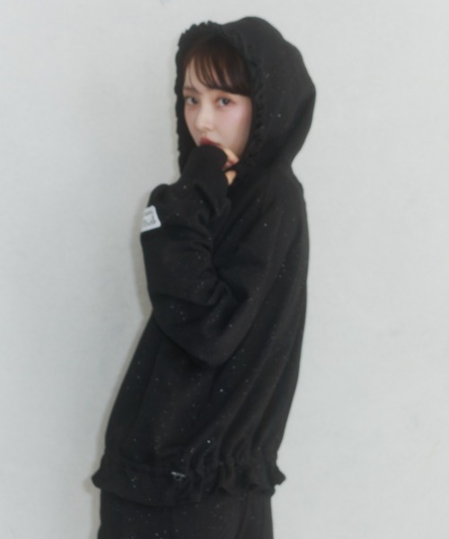 lame coco frill zip-up hoodie/ラメココフリルジップアップフーディー
