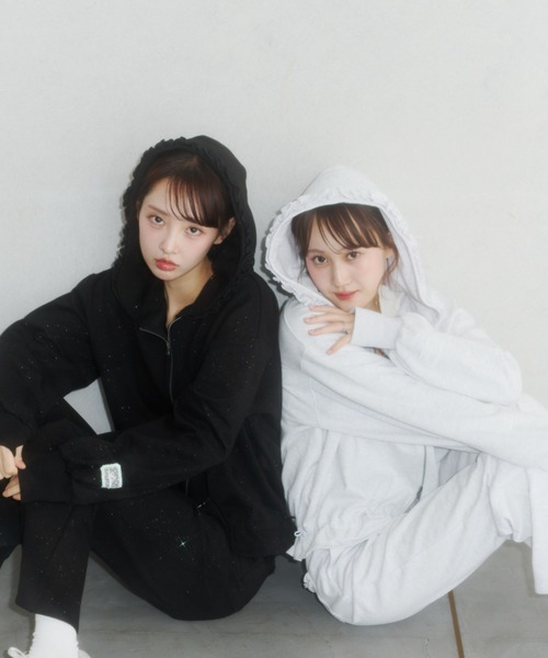 lame coco frill zip-up hoodie/ラメココフリルジップアップフーディー