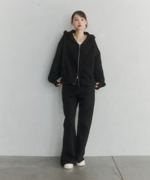 lame coco frill zip-up hoodie/ラメココフリルジップアップフーディー
