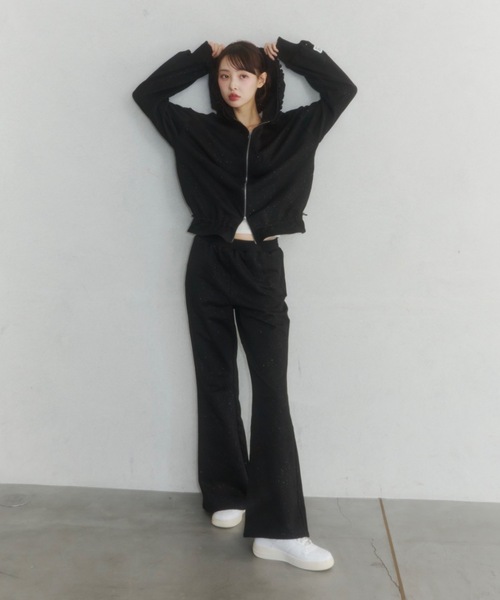 lame coco frill zip-up hoodie/ラメココフリルジップアップフーディー
