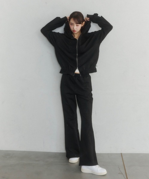 Lallana(ララーナ)の「lame coco frill zip-up hoodie/ラメココフリルジップアップフーディー(パーカー・レディース・グレー/ブラック・FREE)」の22枚目の写真