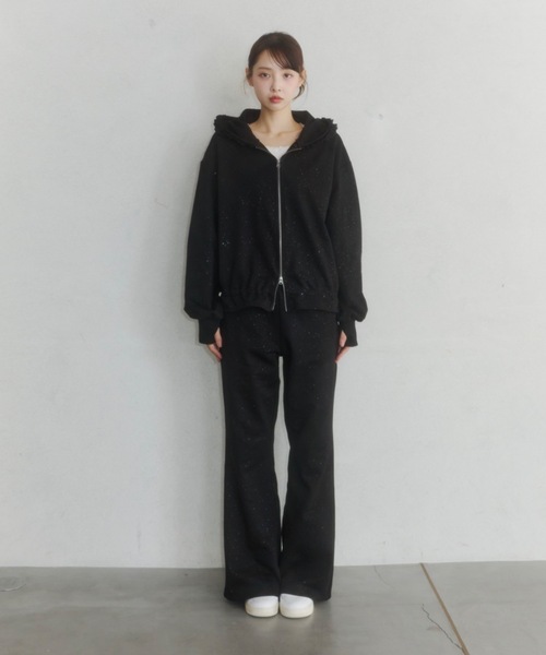 セール】lame coco frill zip-up hoodie/ラメココフリルジップアップ
