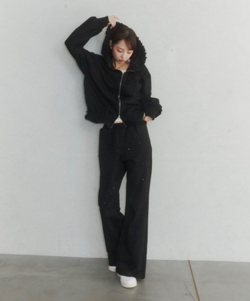 lame coco frill zip-up hoodie/ラメココフリルジップアップフーディー