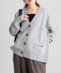 EGLANTINE ウール100％ランダム刺繍Vネックカーディガン