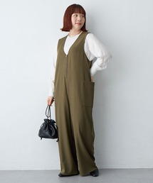 anyfee（エニフィー）の「【anyfee/大きいサイズ】フロントジップＶネックサロペット/オールインワン(2026SS)（サロペット/オーバーオール）」