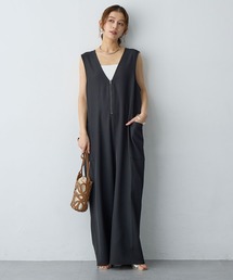 anyfee（エニフィー）の「【anyfee/大きいサイズ】フロントジップＶネックサロペット/オールインワン(2026SS)（サロペット/オーバーオール）」