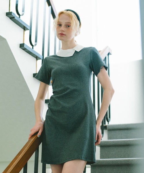 idem(イデム)の「lady classic gather onepiece / デザインカラーギャザーワンピース(ワンピース・レディース・チャコールグレー/ブラック・FREE)」の18枚目の写真