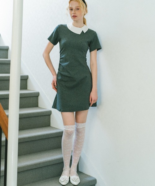 idem(イデム)の「lady classic gather onepiece / デザインカラーギャザーワンピース(ワンピース・レディース・チャコールグレー/ブラック・FREE)」の12枚目の写真