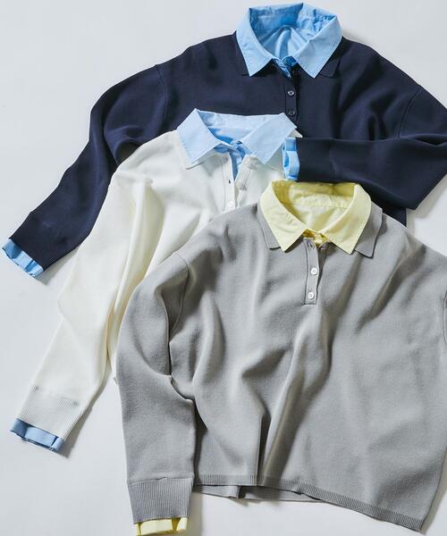 blancvert/グレー/ ニット&シャツレイヤード トップス/新品未使用 シャツレイヤードニット（ニット/セーター）｜N.（N. Natural Beauty