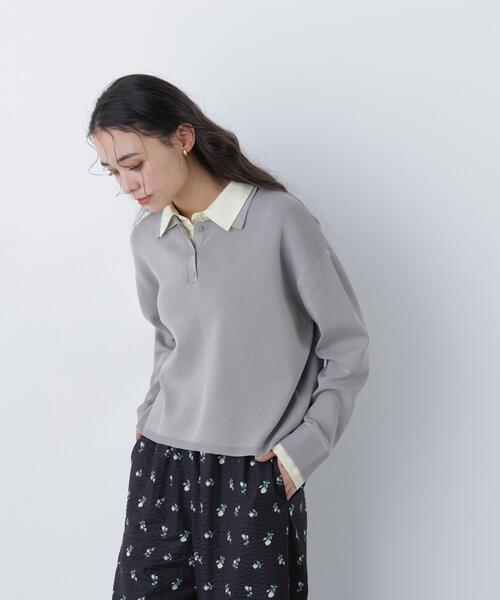 N.（N. Natural Beauty Basic）（エヌエヌナチュラルビューティーベーシック）の「シャツレイヤードニット（ニット/セーター・レディース・グレー/ネイビー/オフホワイト・ﾌﾘ-）」の17枚目の写真