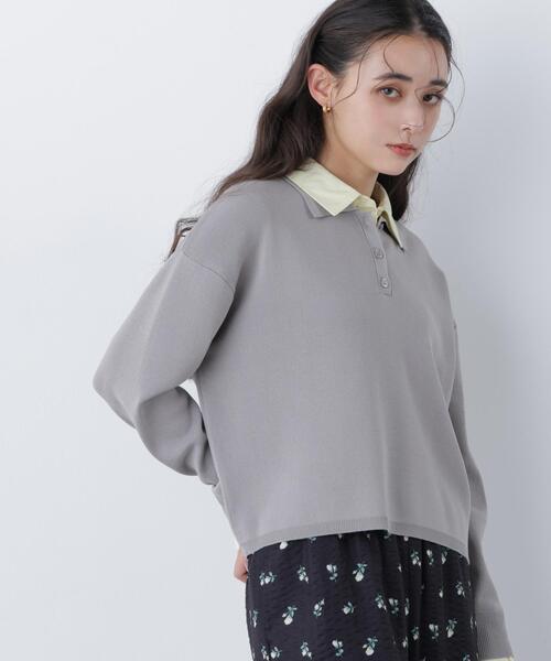 N.（N. Natural Beauty Basic）（エヌエヌナチュラルビューティーベーシック）の「シャツレイヤードニット（ニット/セーター・レディース・グレー/ネイビー/オフホワイト・ﾌﾘ-）」の15枚目の写真