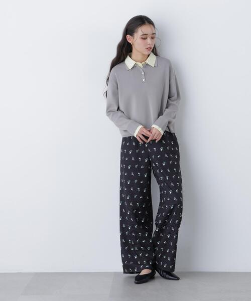 N.（N. Natural Beauty Basic）（エヌエヌナチュラルビューティーベーシック）の「シャツレイヤードニット（ニット/セーター・レディース・グレー/ネイビー/オフホワイト・ﾌﾘ-）」の14枚目の写真