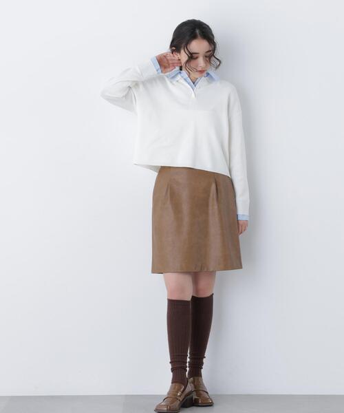 N.（N. Natural Beauty Basic）（エヌエヌナチュラルビューティーベーシック）の「シャツレイヤードニット（ニット/セーター・レディース・グレー/ネイビー/オフホワイト・ﾌﾘ-）」の10枚目の写真