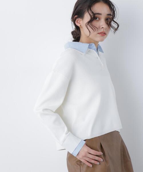 N.（N. Natural Beauty Basic）（エヌエヌナチュラルビューティーベーシック）の「シャツレイヤードニット（ニット/セーター・レディース・グレー/ネイビー/オフホワイト・ﾌﾘ-）」の9枚目の写真