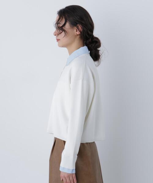 N.（N. Natural Beauty Basic）（エヌエヌナチュラルビューティーベーシック）の「シャツレイヤードニット（ニット/セーター・レディース・グレー/ネイビー/オフホワイト・ﾌﾘ-）」の5枚目の写真