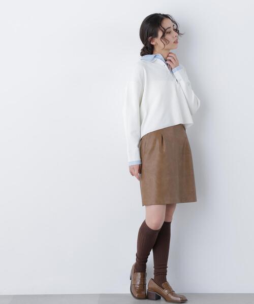 N.（N. Natural Beauty Basic）（エヌエヌナチュラルビューティーベーシック）の「シャツレイヤードニット（ニット/セーター・レディース・グレー/ネイビー/オフホワイト・ﾌﾘ-）」の22枚目の写真