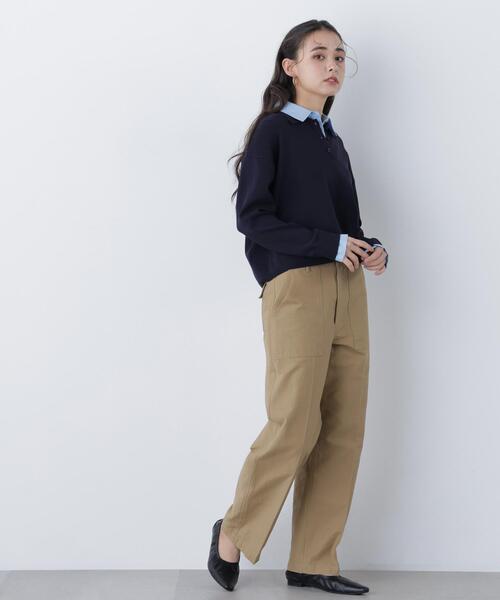 N.（N. Natural Beauty Basic）（エヌエヌナチュラルビューティーベーシック）の「シャツレイヤードニット（ニット/セーター・レディース・グレー/ネイビー/オフホワイト・ﾌﾘ-）」の4枚目の写真