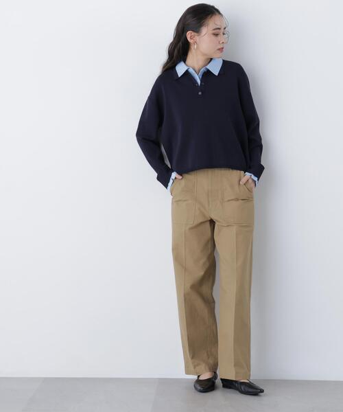 N.（N. Natural Beauty Basic）（エヌエヌナチュラルビューティーベーシック）の「シャツレイヤードニット（ニット/セーター・レディース・グレー/ネイビー/オフホワイト・ﾌﾘ-）」の6枚目の写真