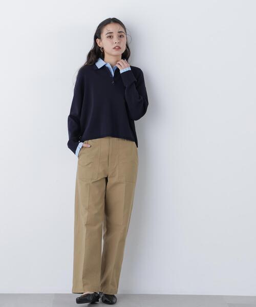 N.（N. Natural Beauty Basic）（エヌエヌナチュラルビューティーベーシック）の「シャツレイヤードニット（ニット/セーター・レディース・グレー/ネイビー/オフホワイト・ﾌﾘ-）」の8枚目の写真