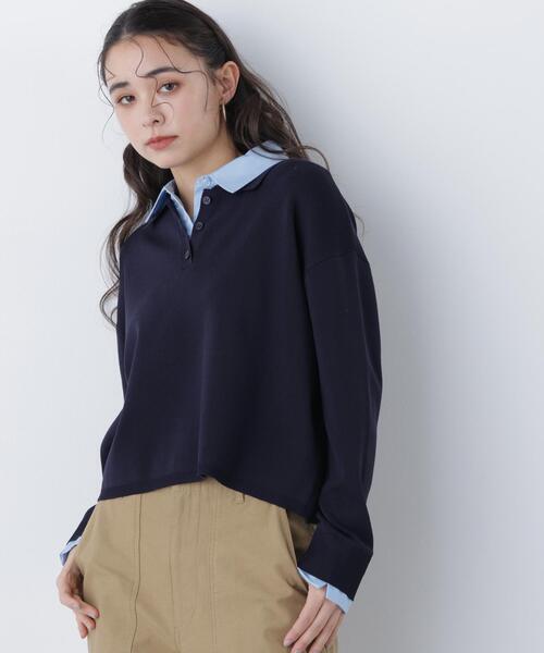 N.（N. Natural Beauty Basic）（エヌエヌナチュラルビューティーベーシック）の「シャツレイヤードニット（ニット/セーター・レディース・グレー/ネイビー/オフホワイト・ﾌﾘ-）」の10枚目の写真