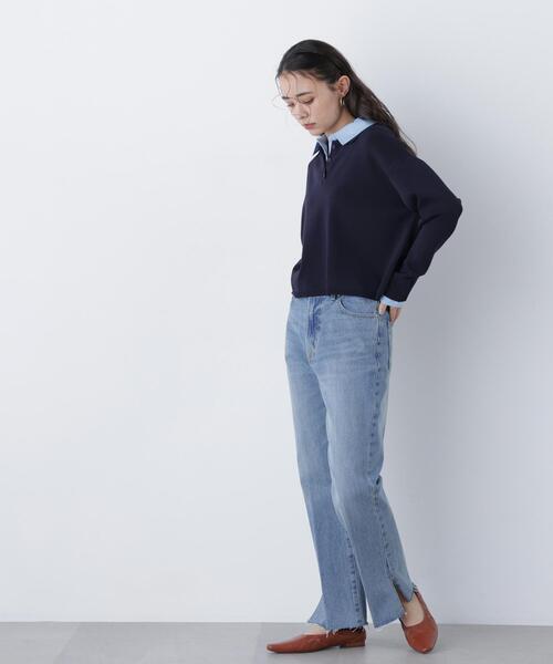 N.（N. Natural Beauty Basic）（エヌエヌナチュラルビューティーベーシック）の「シャツレイヤードニット（ニット/セーター・レディース・グレー/ネイビー/オフホワイト・ﾌﾘ-）」の12枚目の写真