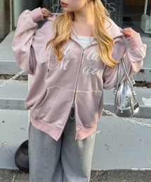 continuer de NICE CLAUP（コンティニューデナイスクラップ）の「ロゴ刺繍ラメ裏毛パーカー（パーカー）」