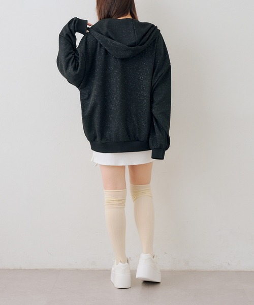 continuer de NICE CLAUP(コンティニューデナイスクラップ)の「ロゴ刺繍ラメ裏毛パーカー(パーカー・レディース・ピンク/その他11/ブラック/オフホワイト/トップグレー・FREE)」の20枚目の写真