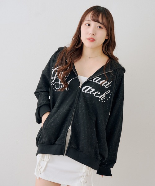 continuer de NICE CLAUP(コンティニューデナイスクラップ)の「ロゴ刺繍ラメ裏毛パーカー(パーカー・レディース・ピンク/その他11/ブラック/オフホワイト/トップグレー・FREE)」の22枚目の写真