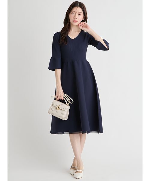 CELFORD（セルフォード）の「【洗える】ベルスリーブホールガーメントワンピース（ワンピース・レディース・その他/イエロー/ネイビー・36/38）」の9枚目の写真