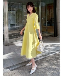 【洗える】ベルスリーブホールガーメントワンピース