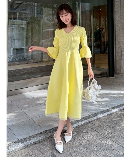 CELFORD（セルフォード）の「【洗える】ベルスリーブホールガーメントワンピース（ワンピース・レディース・その他/イエロー/ネイビー・36/38）」の8枚目の写真