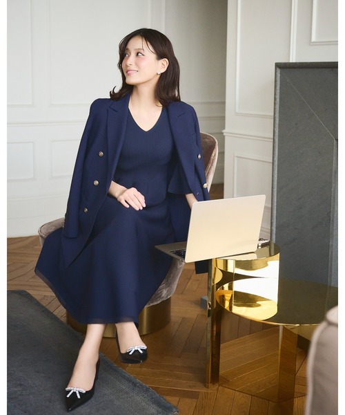 CELFORD（セルフォード）の「【洗える】ベルスリーブホールガーメントワンピース（ワンピース・レディース・その他/イエロー/ネイビー・36/38）」の6枚目の写真