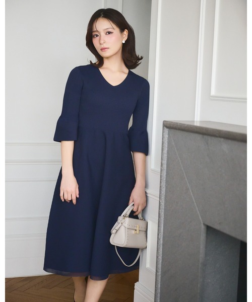 CELFORD（セルフォード）の「【洗える】ベルスリーブホールガーメントワンピース（ワンピース・レディース・その他/イエロー/ネイビー・36/38）」の7枚目の写真