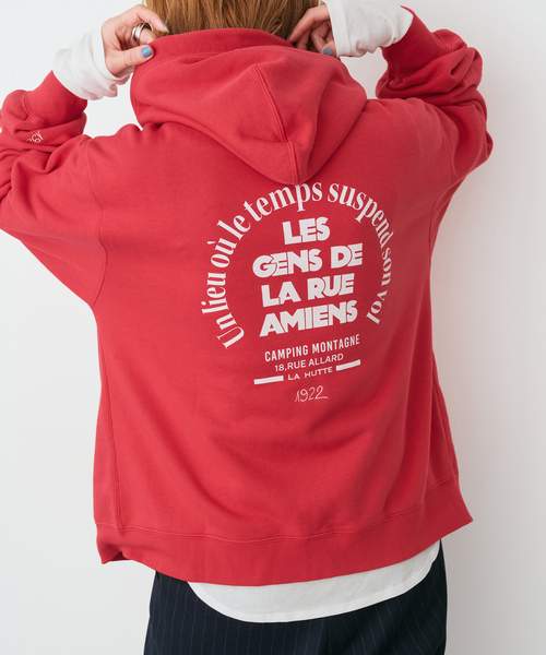 Spick & Span（スピックアンドスパン）の「La Hutte / ラ ユット 別注ジップフーディ*（パーカー・レディース・グレー/アイボリー/レッド・FREE）」の3枚目の写真