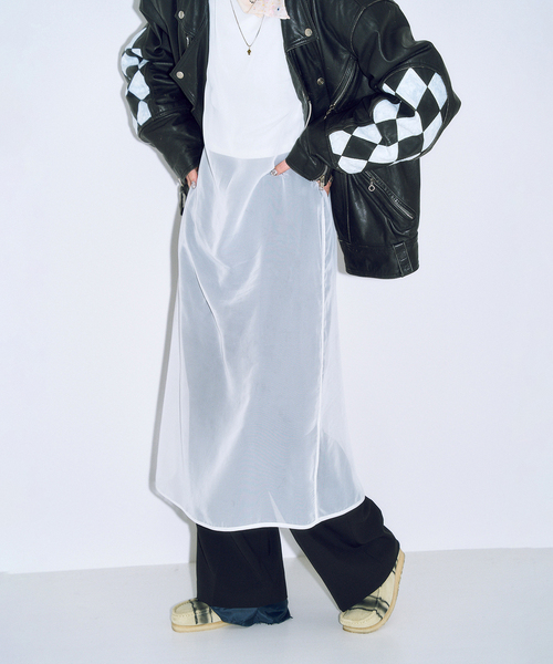 CITYSHOP（シティーショップ）の「SHEER DRESS：ワンピース（ワンピース・レディース・ホワイト/チャコールグレー・FREE）」の2枚目の写真