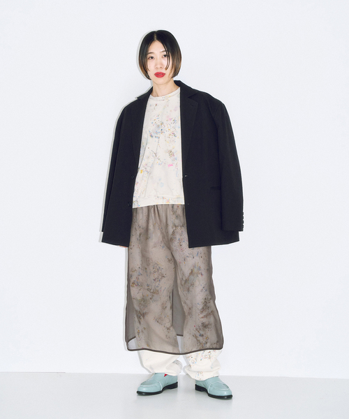 CITYSHOP（シティーショップ）の「SHEER DRESS：ワンピース（ワンピース・レディース・ホワイト/チャコールグレー・FREE）」の3枚目の写真