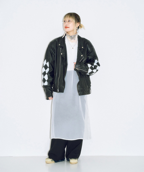 CITYSHOP（シティーショップ）の「SHEER DRESS：ワンピース（ワンピース・レディース・ホワイト/チャコールグレー・FREE）」の6枚目の写真