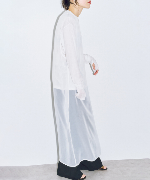 CITYSHOP（シティーショップ）の「SHEER DRESS：ワンピース（ワンピース・レディース・ホワイト/チャコールグレー・FREE）」の10枚目の写真