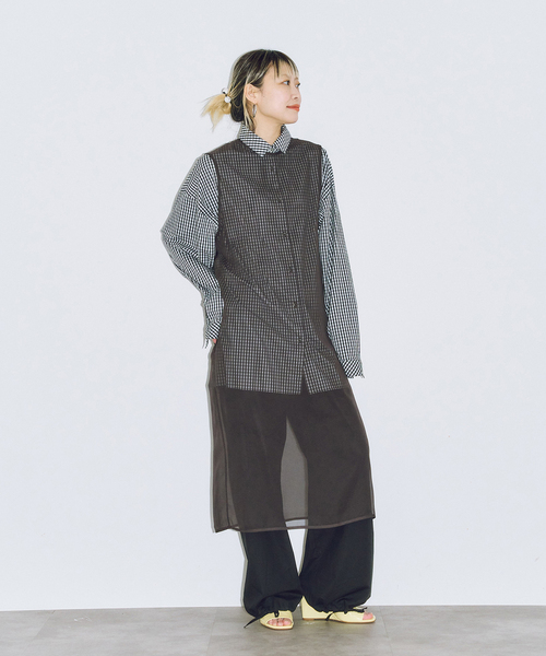 CITYSHOP（シティーショップ）の「SHEER DRESS：ワンピース（ワンピース・レディース・ホワイト/チャコールグレー・FREE）」の12枚目の写真