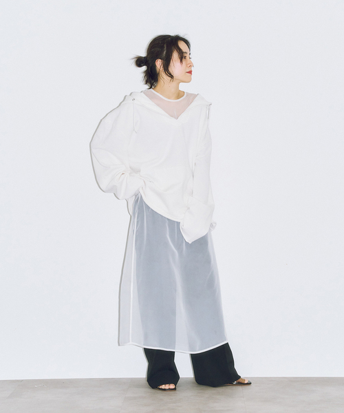 CITYSHOP（シティーショップ）の「SHEER DRESS：ワンピース（ワンピース・レディース・ホワイト/チャコールグレー・FREE）」の15枚目の写真