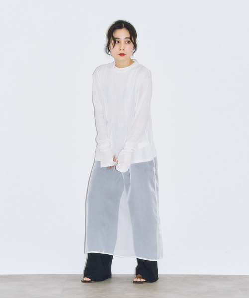 CITYSHOP（シティーショップ）の「SHEER DRESS：ワンピース（ワンピース・レディース・ホワイト/チャコールグレー・FREE）」の16枚目の写真